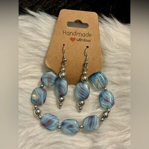 Handcrafted Baby Blue Earrings & Bracelet set